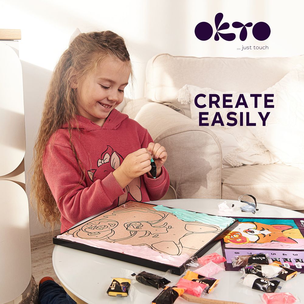 OKTO Air Clay “Fox” 3D Painting Kit, 30 × 30 cm, 5+