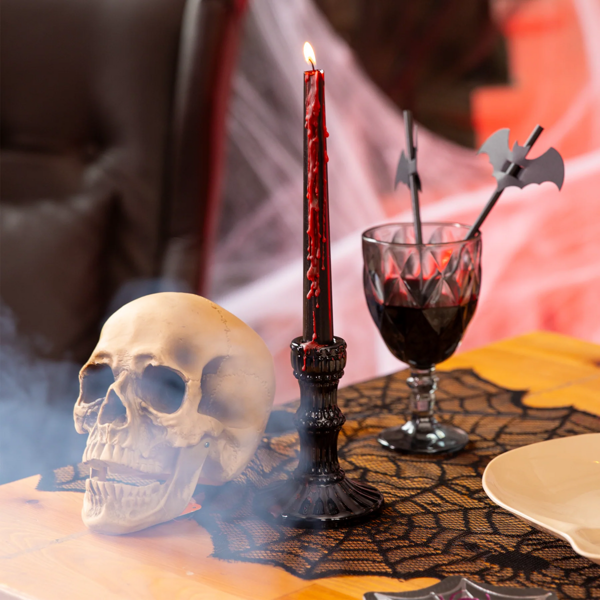 Black Bleeding Candles for Halloween, 25 cm, Set of 2