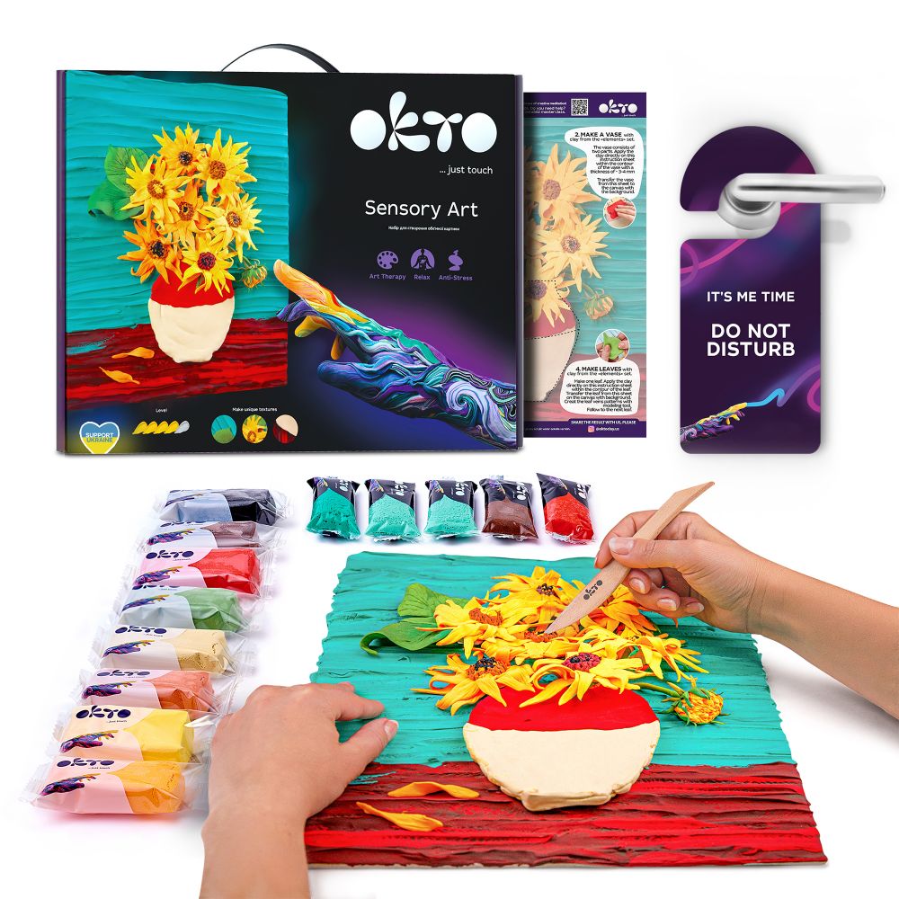 OKTO Air Clay 3D gleznas veidošanas komplekts «Saulespuķes», 30 × 40 cm