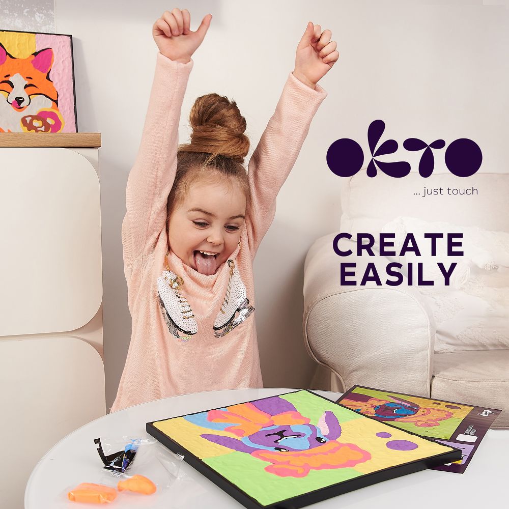 OKTO Air Clay 3D gleznas veidošanas komplekts «Zaķītis», 30 × 30 cm, 5+