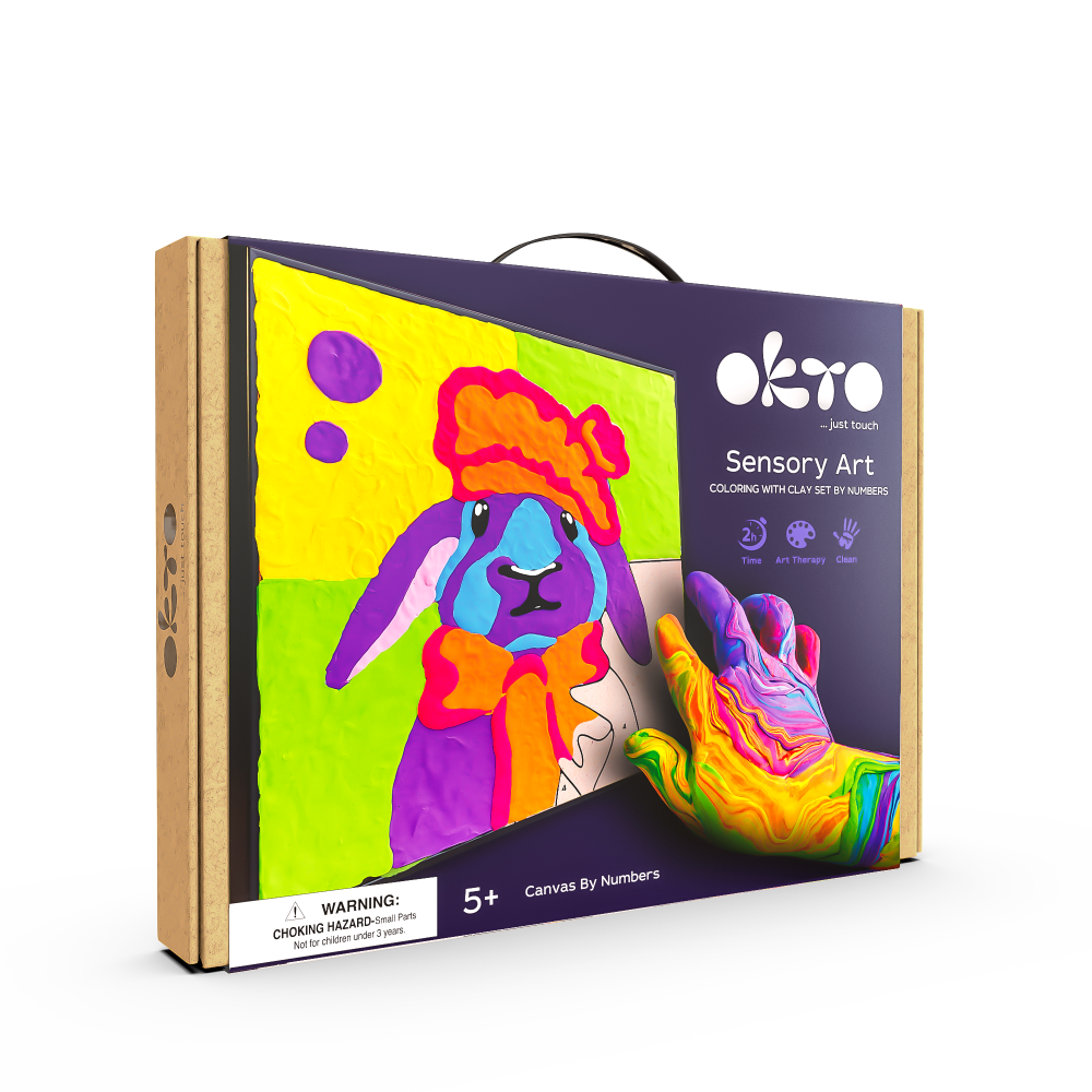 OKTO Air Clay 3D gleznas veidošanas komplekts «Zaķītis», 30 × 30 cm, 5+