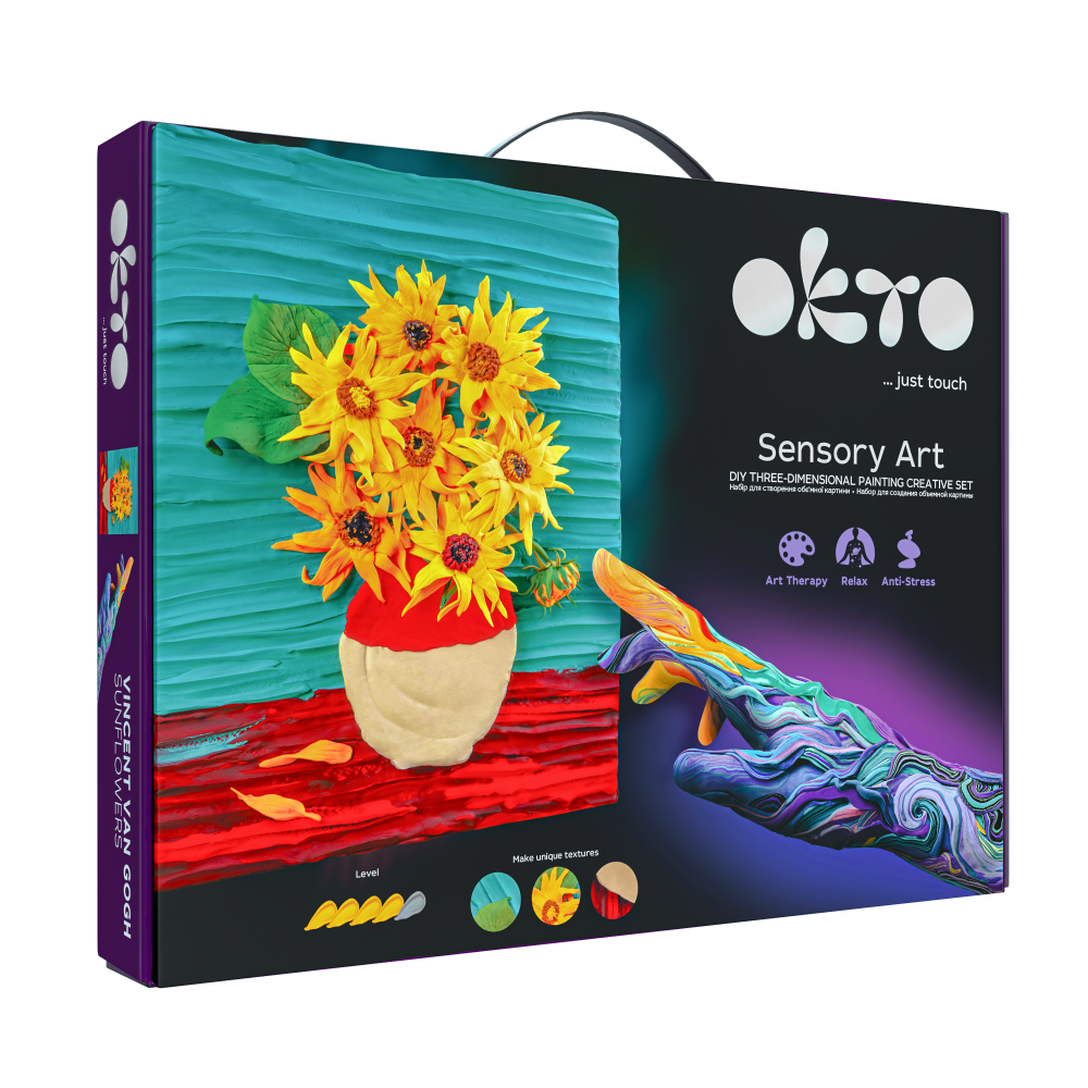 OKTO Air Clay 3D gleznas veidošanas komplekts «Saulespuķes», 30 × 40 cm