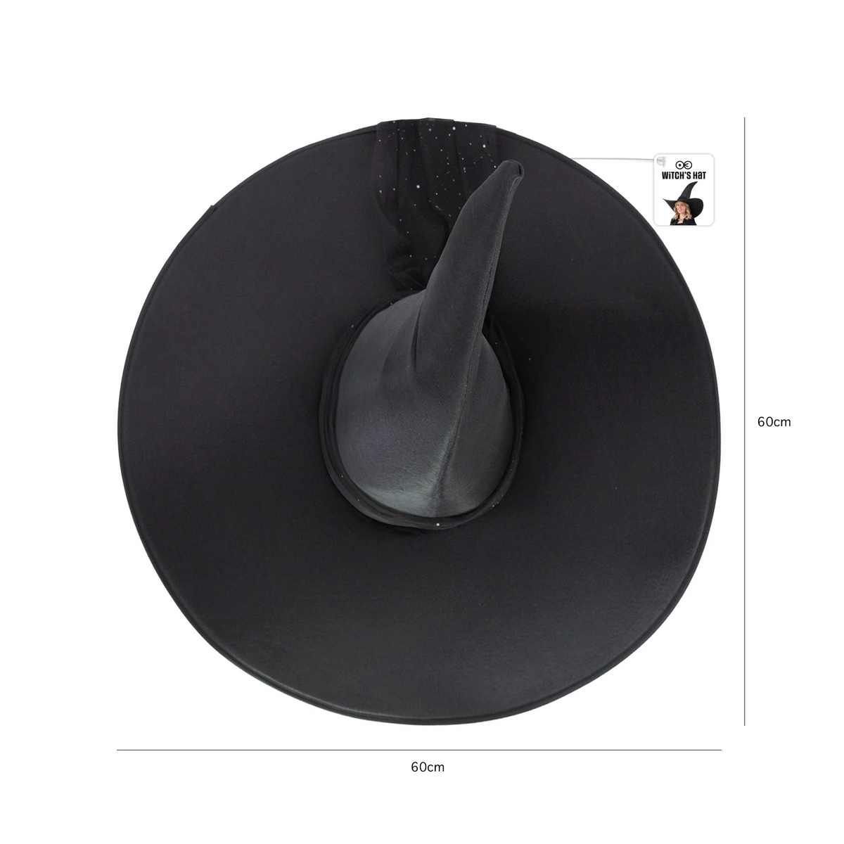 Large Black Witch Hat for Halloween – 60 cm