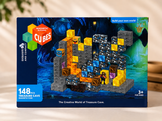 Magnētiskie būvēšanas kubi 148 gab. – Treasure Cave konstruktoru komplekts bērniem