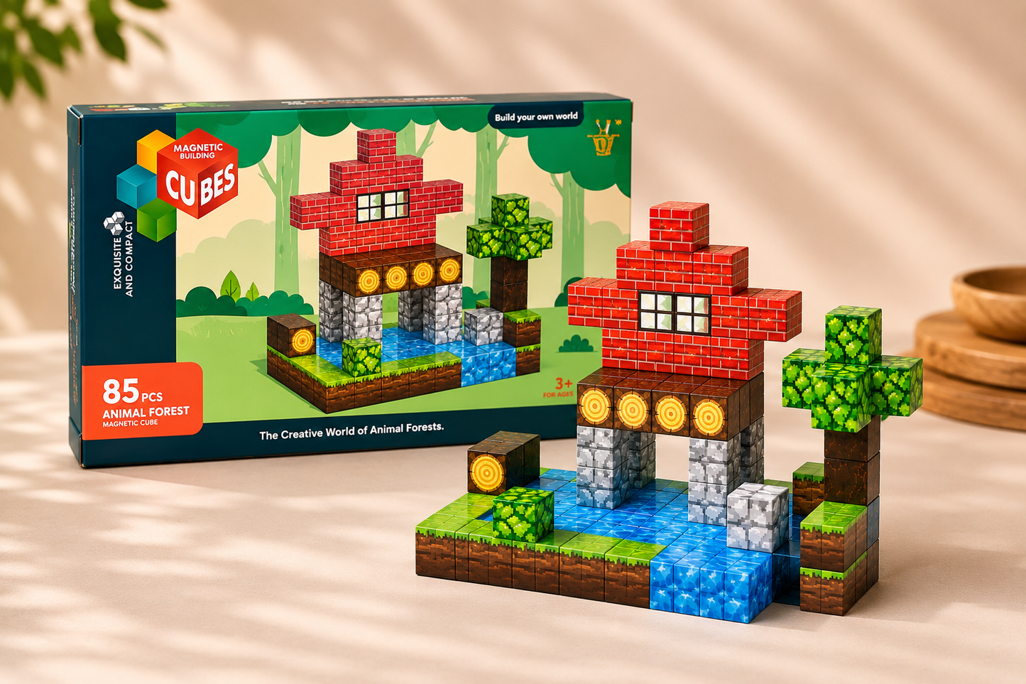 85-Piece Magnetic Cube Building Set – Animal Forest