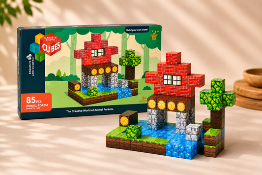 85-Piece Magnetic Cube Building Set – Animal Forest