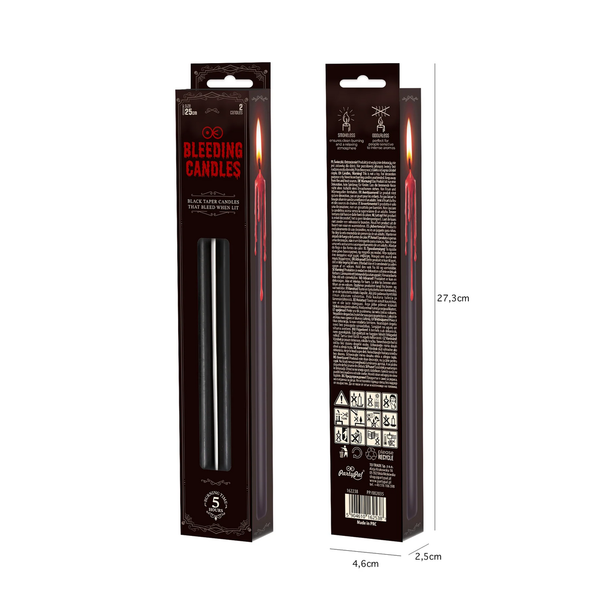 Black Bleeding Candles for Halloween, 25 cm, Set of 2