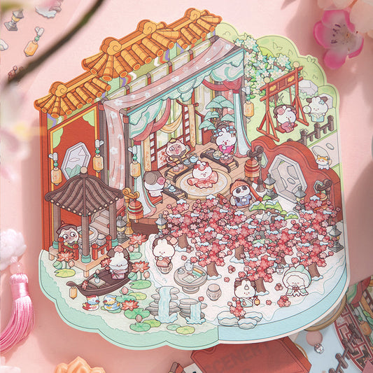 Cherry Blossom Garden Scenery Stickers
