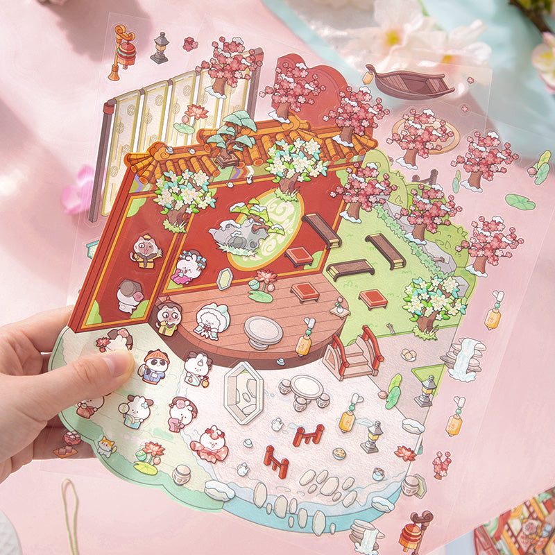 Cherry Blossom Garden Scenery Stickers
