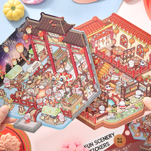 Fuman Market Scene Stickers