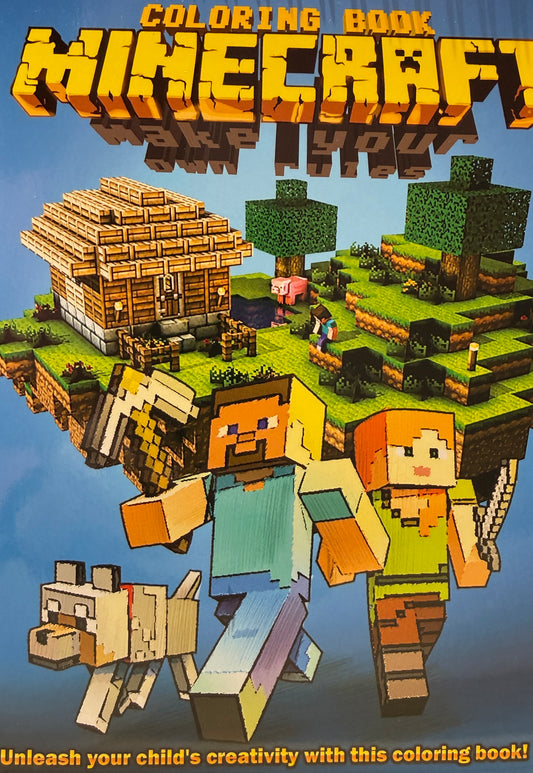 Minecraft Krāsojamā Grāmata Bērniem – 48 Lapas Radošām Aktivitātēm