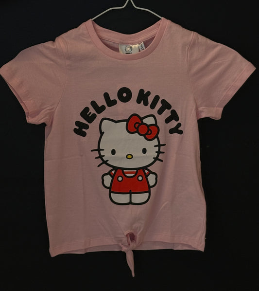 Hello Kitty meiteņu T-krekls ar sasienamu mezglu – rozā kokvilnas krekls