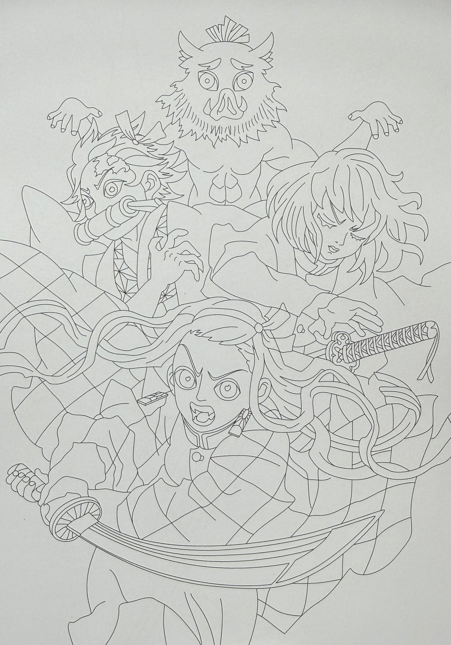 Demon Slayer krāsojamā grāmata – Anime radošai krāsošanai bērniem un pusaudžiem