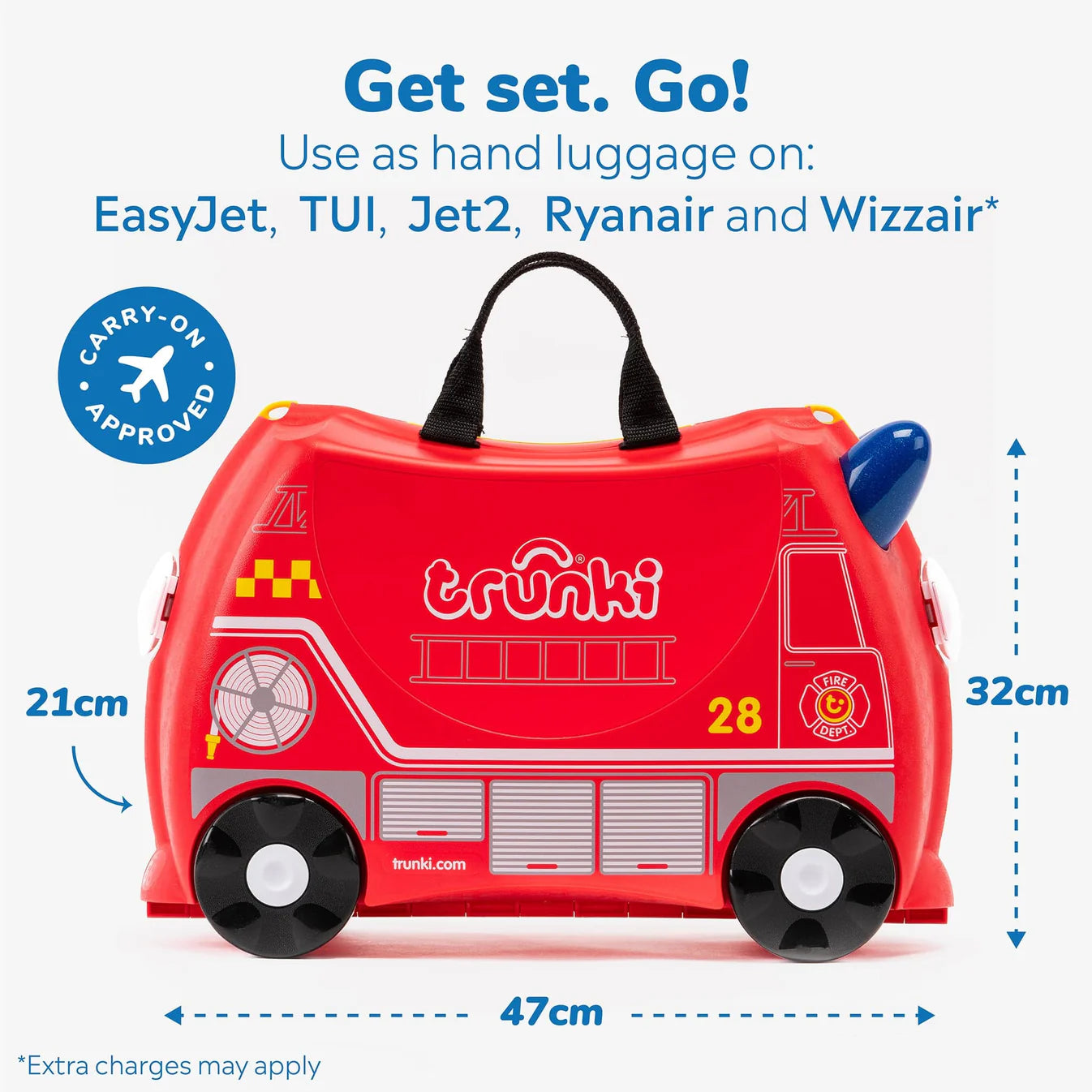 Trunki “Frank the Fire Truck” čemodāns – mazo glābēju čemodāns!