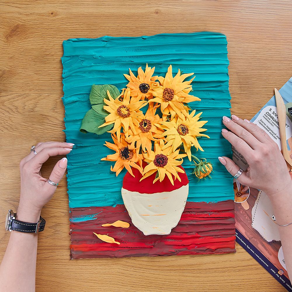 OKTO Air Clay 3D gleznas veidošanas komplekts «Saulespuķes», 30 × 40 cm