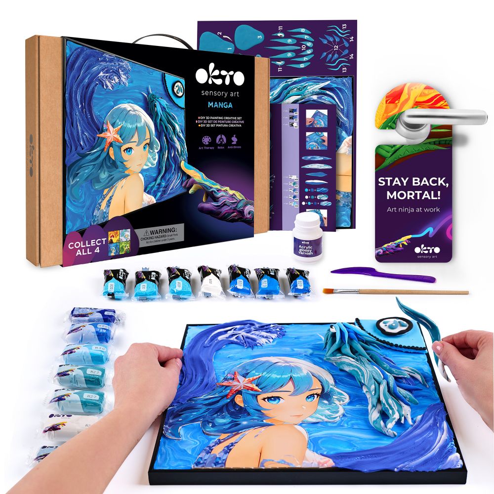 OKTO Air Clay 3D gleznas veidošanas komplekts «MANGA Ūdens», 29 × 29 cm, 10+