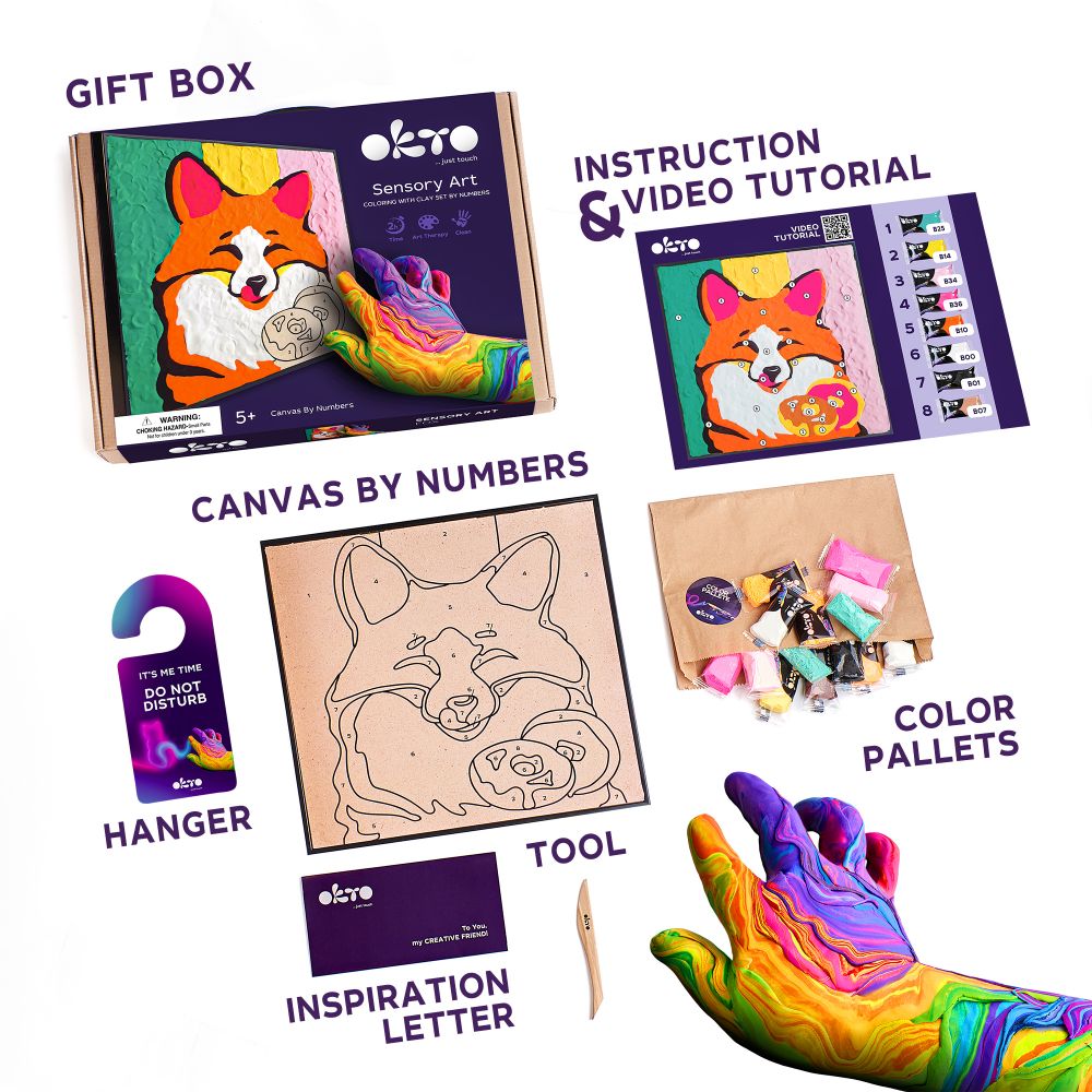 OKTO Air Clay “Fox” 3D Painting Kit, 30 × 30 cm, 5+