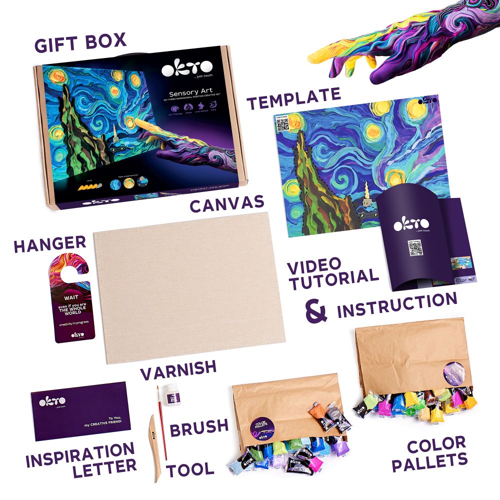 OKTO Air Clay “Starry Night” 3D Painting Kit, 30 × 40 cm