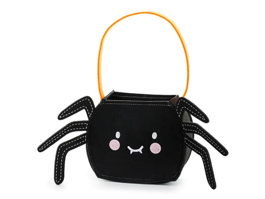 Spider Halloween Trick-or-Treat Bag – Black Felt Candy Bucket with Handle