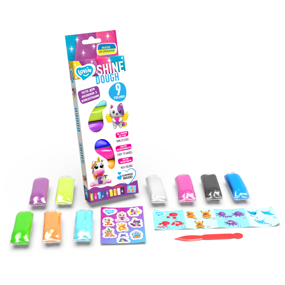 LOVIN' Shine Asorti veidošanas mīklas komplekts ar spīdumiem, 9 krāsas, 3+