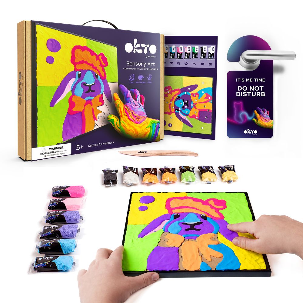 OKTO Air Clay 3D gleznas veidošanas komplekts «Zaķītis», 30 × 30 cm, 5+